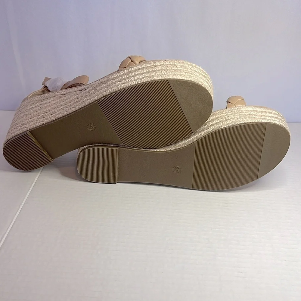 NEW Piepiebuy Wedge Platform Espadrille Sandals Women's Size 9.5 Tan